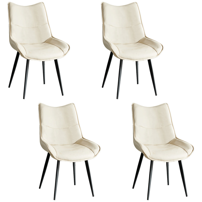 Contemporary Style Dining Chair Kitchen Armless Side Chairs with Metal Legs Off-White 4 Piece Set Clearhalo ' kitchen&dining_furn' 'Dining Chairs' 'Dining Tables & Seating' 'dining_chair' 'furn' 'furn_dining_chair' 'Furniture' 'furniture_dining_chair' 'Kitchen & Dining Furniture' 'kitchen' 4097946