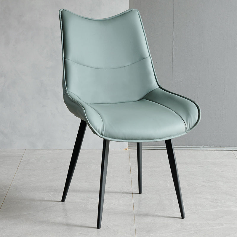 Contemporary Style Dining Chair Kitchen Armless Side Chairs with Metal Legs Blue 1 Piece Clearhalo ' kitchen&dining_furn' 'Dining Chairs' 'Dining Tables & Seating' 'dining_chair' 'furn' 'furn_dining_chair' 'Furniture' 'furniture_dining_chair' 'Kitchen & Dining Furniture' 'kitchen' 4097948