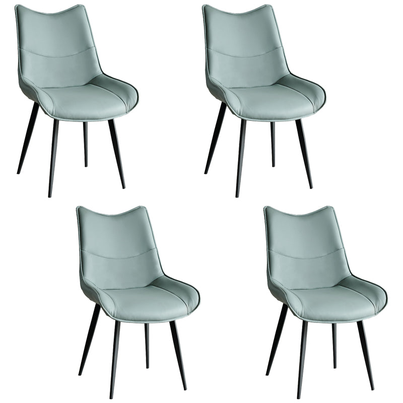 Contemporary Style Dining Chair Kitchen Armless Side Chairs with Metal Legs Blue 4 Piece Set Clearhalo ' kitchen&dining_furn' 'Dining Chairs' 'Dining Tables & Seating' 'dining_chair' 'furn' 'furn_dining_chair' 'Furniture' 'furniture_dining_chair' 'Kitchen & Dining Furniture' 'kitchen' 4097952