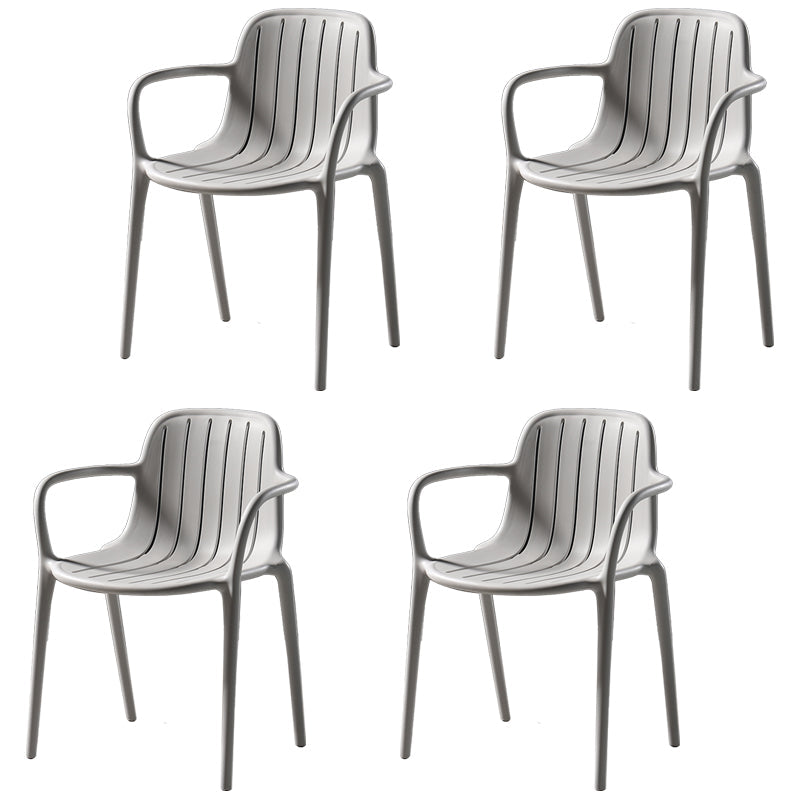Contemporary Style Dining Chair Kitchen Dining Arm Side Chair with Plastic Legs Light Gray 4 Piece Set Clearhalo ' kitchen&dining_furn' 'Dining Chairs' 'Dining Tables & Seating' 'dining_chair' 'furn' 'furn_dining_chair' 'Furniture' 'furniture_dining_chair' 'Kitchen & Dining Furniture' 'kitchen' 4097974