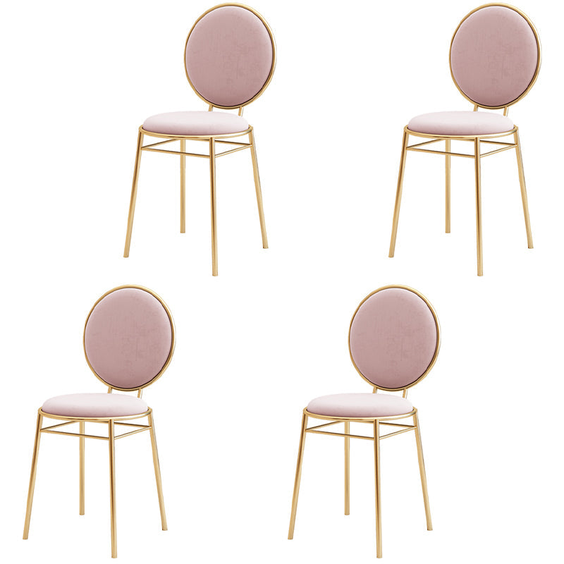 Scandinavian Style Linen Fabric Dining Chairs Open Back Dining Side Chairs Pink 4 Piece Set Clearhalo ' kitchen&dining_furn' 'Dining Chairs' 'Dining Tables & Seating' 'dining_chair' 'furn' 'furn_dining_chair' 'Furniture' 'furniture_dining_chair' 'Kitchen & Dining Furniture' 'kitchen' 4098001