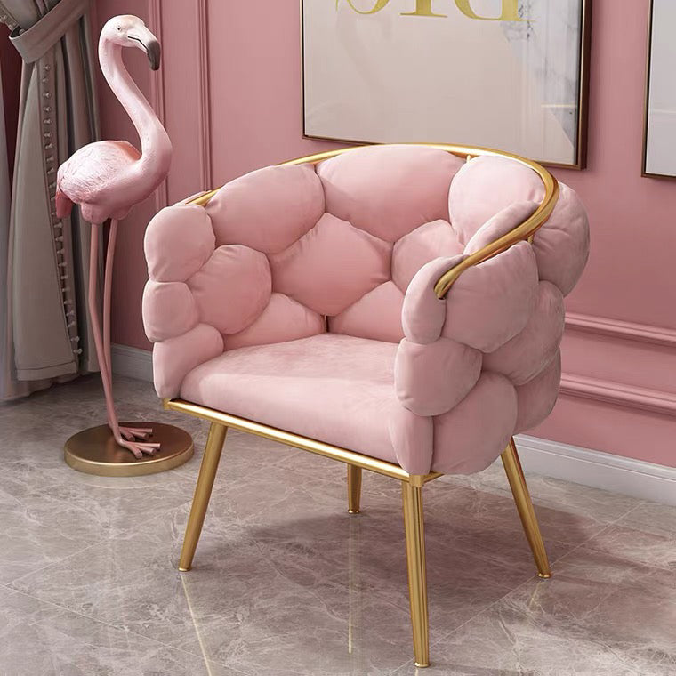 Scandinavian Velvet Armless Dining Chair Upholstered Solid Back Single Chair Pink Clearhalo ' kitchen&dining_furn' 'Dining Chairs' 'Dining Tables & Seating' 'dining_chair' 'furn' 'furn_dining_chair' 'Furniture' 'furniture_dining_chair' 'Kitchen & Dining Furniture' 'kitchen' 4098023