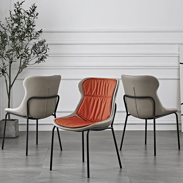 Industrial Style Leather Dining Chairs Solid Back Armless Dining Side Chairs Clearhalo ' kitchen&dining_furn' 'Dining Chairs' 'Dining Tables & Seating' 'dining_chair' 'furn' 'furn_dining_chair' 'Furniture' 'furniture_dining_chair' 'Kitchen & Dining Furniture' 'kitchen' 4098030