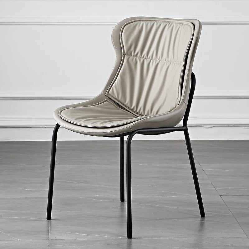 Industrial Style Leather Dining Chairs Solid Back Armless Dining Side Chairs Light Gray 1 Piece Clearhalo ' kitchen&dining_furn' 'Dining Chairs' 'Dining Tables & Seating' 'dining_chair' 'furn' 'furn_dining_chair' 'Furniture' 'furniture_dining_chair' 'Kitchen & Dining Furniture' 'kitchen' 4098031