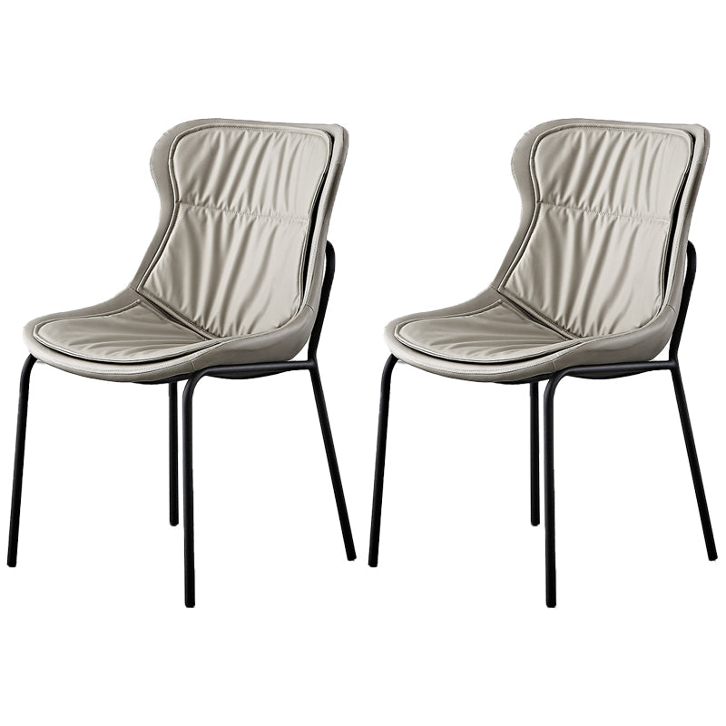 Industrial Style Leather Dining Chairs Solid Back Armless Dining Side Chairs Light Gray 2 Piece Set Clearhalo ' kitchen&dining_furn' 'Dining Chairs' 'Dining Tables & Seating' 'dining_chair' 'furn' 'furn_dining_chair' 'Furniture' 'furniture_dining_chair' 'Kitchen & Dining Furniture' 'kitchen' 4098032