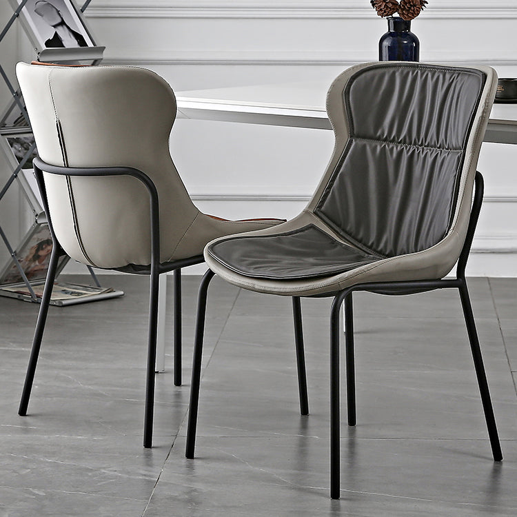 Industrial Style Leather Dining Chairs Solid Back Armless Dining Side Chairs Clearhalo ' kitchen&dining_furn' 'Dining Chairs' 'Dining Tables & Seating' 'dining_chair' 'furn' 'furn_dining_chair' 'Furniture' 'furniture_dining_chair' 'Kitchen & Dining Furniture' 'kitchen' 4098035