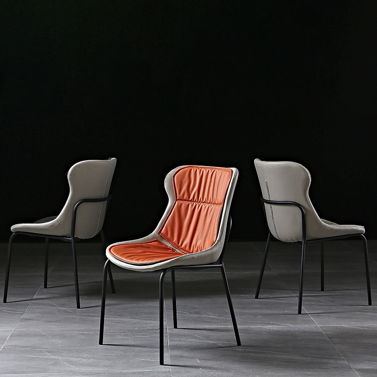 Industrial Style Leather Dining Chairs Solid Back Armless Dining Side Chairs Clearhalo ' kitchen&dining_furn' 'Dining Chairs' 'Dining Tables & Seating' 'dining_chair' 'furn' 'furn_dining_chair' 'Furniture' 'furniture_dining_chair' 'Kitchen & Dining Furniture' 'kitchen' 4098046