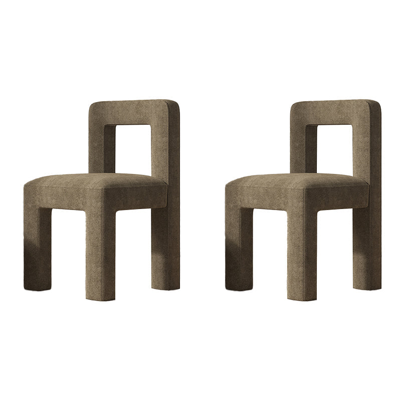 Scandinavian Style Open Back Dining Side Chair Linen Fabric Armless Dining Chairs Dark Khaki 2 Piece Set Clearhalo ' kitchen&dining_furn' 'Dining Chairs' 'Dining Tables & Seating' 'dining_chair' 'furn' 'furn_dining_chair' 'Furniture' 'furniture_dining_chair' 'Kitchen & Dining Furniture' 'kitchen' 4098059