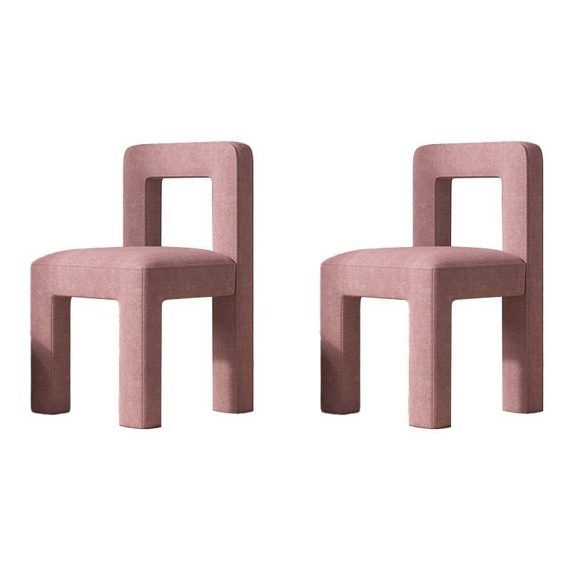 Scandinavian Style Open Back Dining Side Chair Linen Fabric Armless Dining Chairs Pink 2 Piece Set Clearhalo ' kitchen&dining_furn' 'Dining Chairs' 'Dining Tables & Seating' 'dining_chair' 'furn' 'furn_dining_chair' 'Furniture' 'furniture_dining_chair' 'Kitchen & Dining Furniture' 'kitchen' 4098064