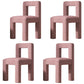 Scandinavian Style Open Back Dining Side Chair Linen Fabric Armless Dining Chairs Pink 4 Piece Set Clearhalo ' kitchen&dining_furn' 'Dining Chairs' 'Dining Tables & Seating' 'dining_chair' 'furn' 'furn_dining_chair' 'Furniture' 'furniture_dining_chair' 'Kitchen & Dining Furniture' 'kitchen' 4098067