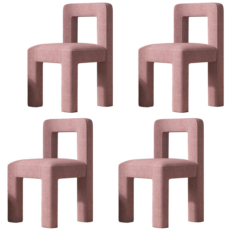 Scandinavian Style Open Back Dining Side Chair Linen Fabric Armless Dining Chairs Pink 4 Piece Set Clearhalo ' kitchen&dining_furn' 'Dining Chairs' 'Dining Tables & Seating' 'dining_chair' 'furn' 'furn_dining_chair' 'Furniture' 'furniture_dining_chair' 'Kitchen & Dining Furniture' 'kitchen' 4098067