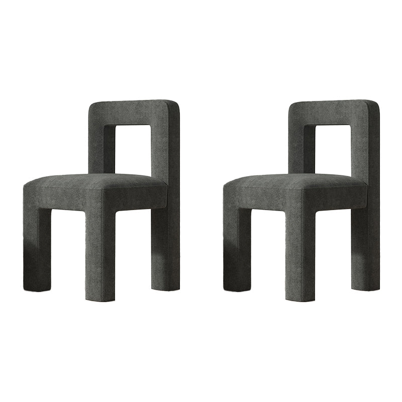 Scandinavian Style Open Back Dining Side Chair Linen Fabric Armless Dining Chairs Grey 2 Piece Set Clearhalo ' kitchen&dining_furn' 'Dining Chairs' 'Dining Tables & Seating' 'dining_chair' 'furn' 'furn_dining_chair' 'Furniture' 'furniture_dining_chair' 'Kitchen & Dining Furniture' 'kitchen' 4098077
