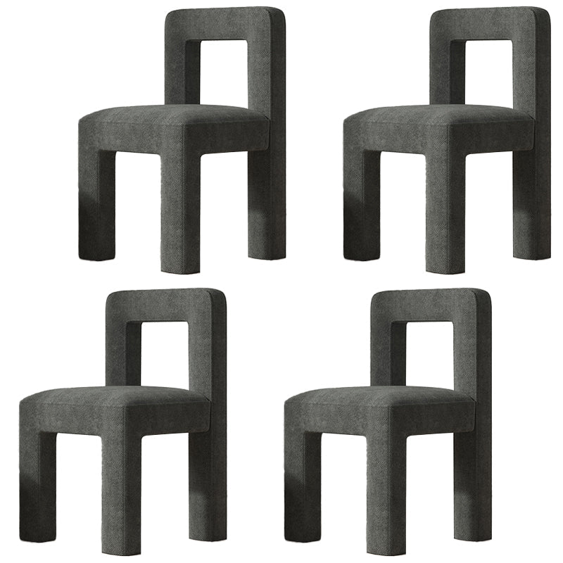 Scandinavian Style Open Back Dining Side Chair Linen Fabric Armless Dining Chairs Grey 4 Piece Set Clearhalo ' kitchen&dining_furn' 'Dining Chairs' 'Dining Tables & Seating' 'dining_chair' 'furn' 'furn_dining_chair' 'Furniture' 'furniture_dining_chair' 'Kitchen & Dining Furniture' 'kitchen' 4098079