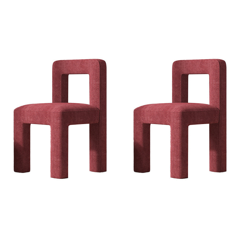 Scandinavian Style Open Back Dining Side Chair Linen Fabric Armless Dining Chairs Red 2 Piece Set Clearhalo ' kitchen&dining_furn' 'Dining Chairs' 'Dining Tables & Seating' 'dining_chair' 'furn' 'furn_dining_chair' 'Furniture' 'furniture_dining_chair' 'Kitchen & Dining Furniture' 'kitchen' 4098082
