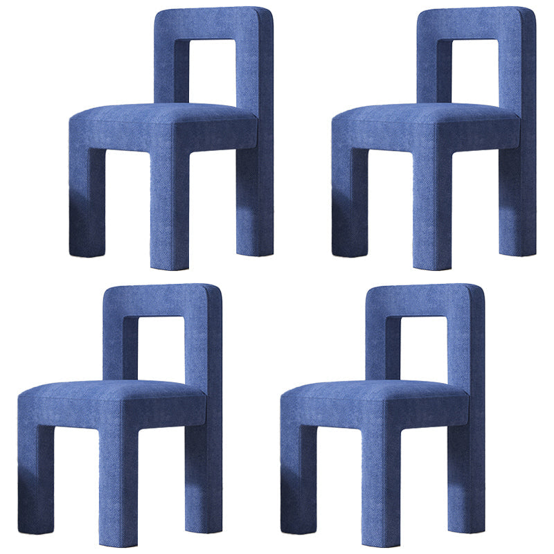 Scandinavian Style Open Back Dining Side Chair Linen Fabric Armless Dining Chairs Blue 4 Piece Set Clearhalo ' kitchen&dining_furn' 'Dining Chairs' 'Dining Tables & Seating' 'dining_chair' 'furn' 'furn_dining_chair' 'Furniture' 'furniture_dining_chair' 'Kitchen & Dining Furniture' 'kitchen' 4098086
