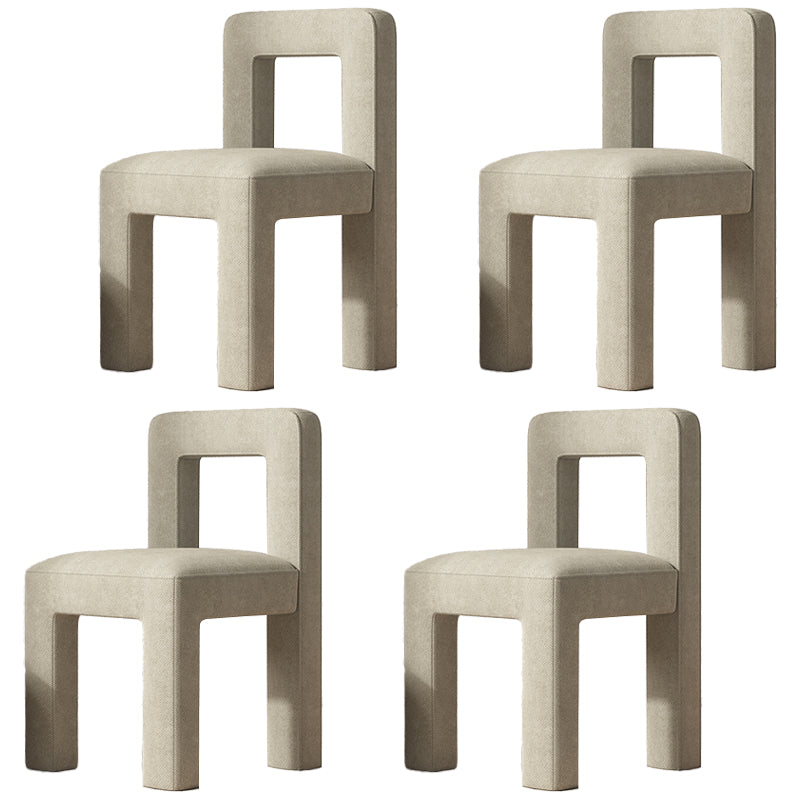 Scandinavian Style Open Back Dining Side Chair Linen Fabric Armless Dining Chairs Yellow 4 Piece Set Clearhalo ' kitchen&dining_furn' 'Dining Chairs' 'Dining Tables & Seating' 'dining_chair' 'furn' 'furn_dining_chair' 'Furniture' 'furniture_dining_chair' 'Kitchen & Dining Furniture' 'kitchen' 4098089