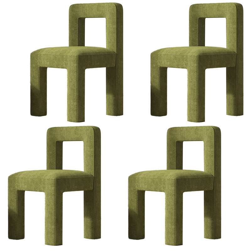 Scandinavian Style Open Back Dining Side Chair Linen Fabric Armless Dining Chairs Green 4 Piece Set Clearhalo ' kitchen&dining_furn' 'Dining Chairs' 'Dining Tables & Seating' 'dining_chair' 'furn' 'furn_dining_chair' 'Furniture' 'furniture_dining_chair' 'Kitchen & Dining Furniture' 'kitchen' 4098092