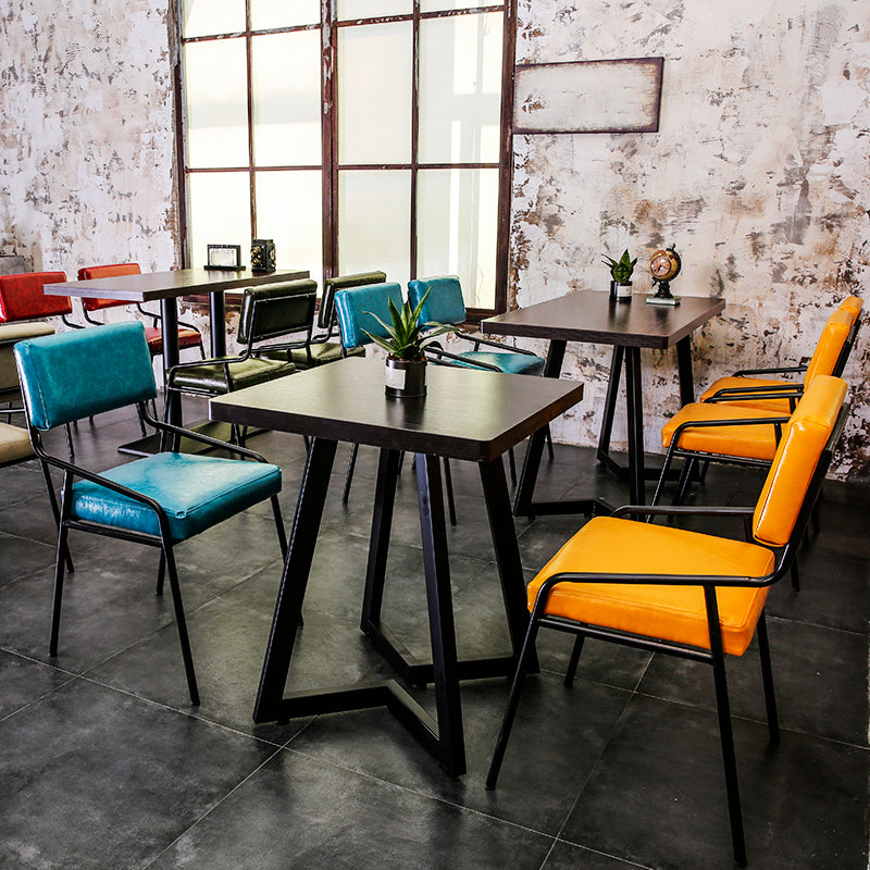 Leather Industrial Brasserie Arm Chair Matte Finish Open Back Dining Chair (Set of 4) Clearhalo ' kitchen&dining_furn' 'Dining Chairs' 'Dining Tables & Seating' 'dining_chair' 'furn' 'furn_dining_chair' 'Furniture' 'furniture_dining_chair' 'Kitchen & Dining Furniture' 'kitchen' 4098094