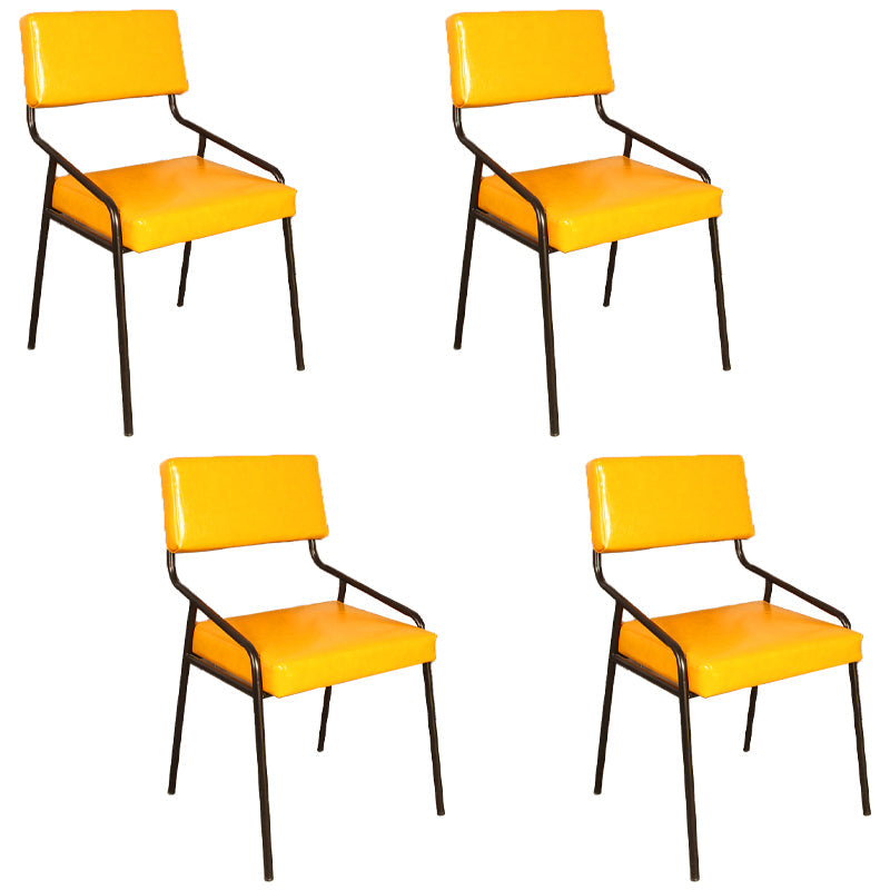 Leather Industrial Brasserie Arm Chair Matte Finish Open Back Dining Chair (Set of 4) Yellow Clearhalo ' kitchen&dining_furn' 'Dining Chairs' 'Dining Tables & Seating' 'dining_chair' 'furn' 'furn_dining_chair' 'Furniture' 'furniture_dining_chair' 'Kitchen & Dining Furniture' 'kitchen' 4098095