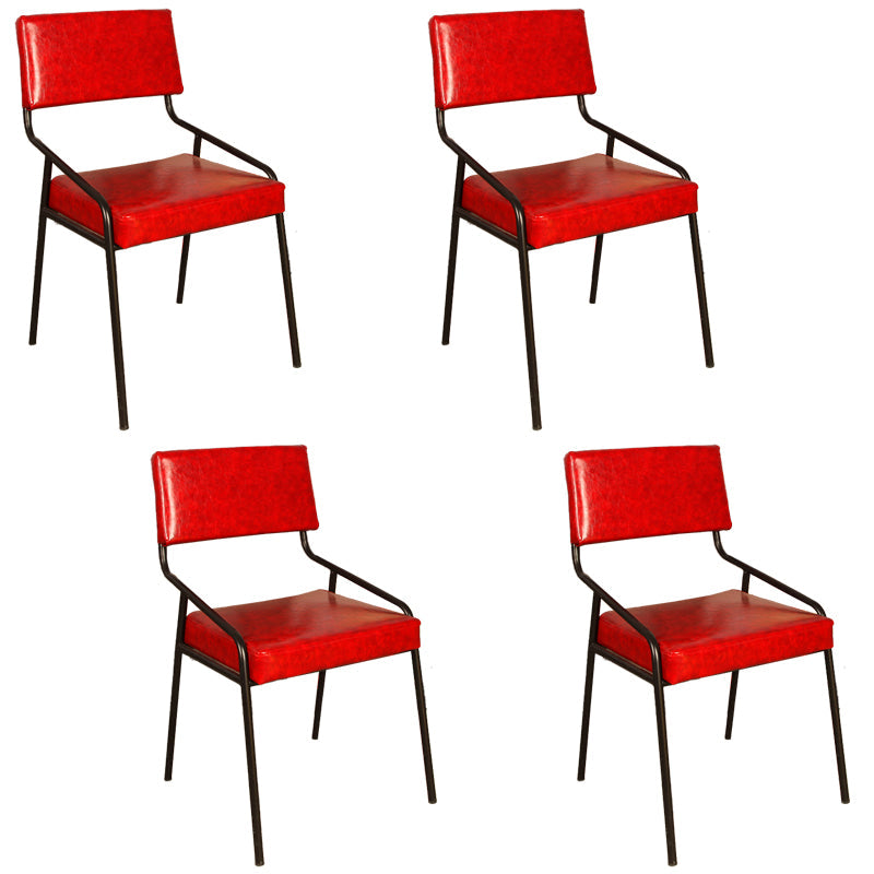 Leather Industrial Brasserie Arm Chair Matte Finish Open Back Dining Chair (Set of 4) Red Clearhalo ' kitchen&dining_furn' 'Dining Chairs' 'Dining Tables & Seating' 'dining_chair' 'furn' 'furn_dining_chair' 'Furniture' 'furniture_dining_chair' 'Kitchen & Dining Furniture' 'kitchen' 4098097