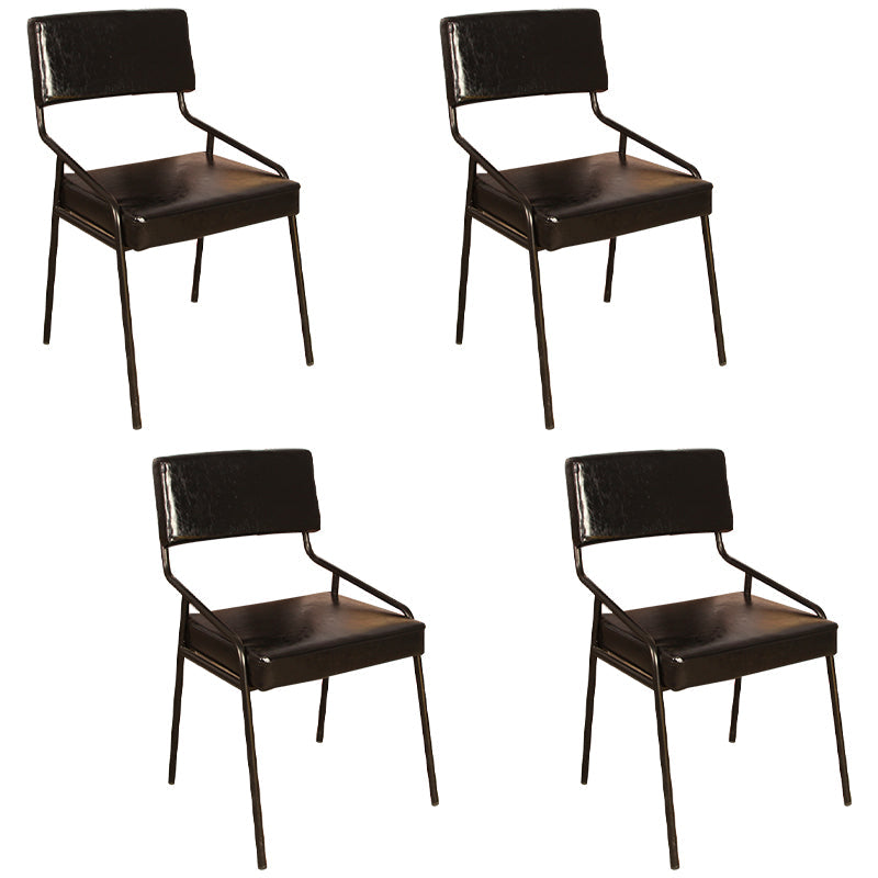 Leather Industrial Brasserie Arm Chair Matte Finish Open Back Dining Chair (Set of 4) Black Clearhalo ' kitchen&dining_furn' 'Dining Chairs' 'Dining Tables & Seating' 'dining_chair' 'furn' 'furn_dining_chair' 'Furniture' 'furniture_dining_chair' 'Kitchen & Dining Furniture' 'kitchen' 4098100