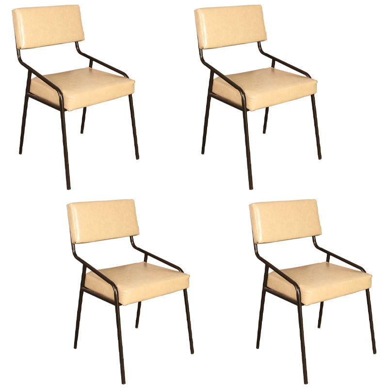 Leather Industrial Brasserie Arm Chair Matte Finish Open Back Dining Chair (Set of 4) Off-White Clearhalo ' kitchen&dining_furn' 'Dining Chairs' 'Dining Tables & Seating' 'dining_chair' 'furn' 'furn_dining_chair' 'Furniture' 'furniture_dining_chair' 'Kitchen & Dining Furniture' 'kitchen' 4098104