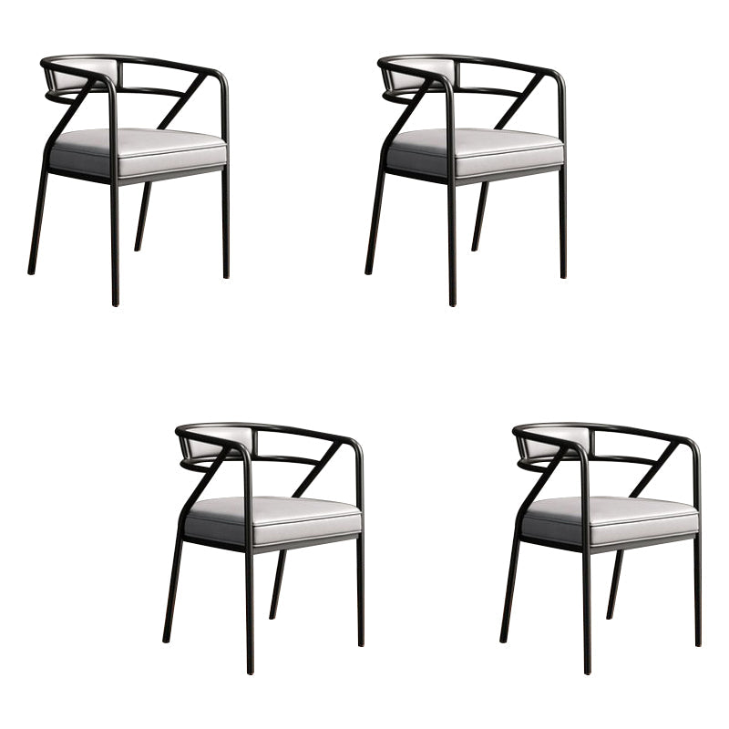 Upholstered Industrial Arm Chair Matte Finish Open Back Dining Chair (Set of 4) Light Gray Clearhalo ' kitchen&dining_furn' 'Dining Chairs' 'Dining Tables & Seating' 'dining_chair' 'furn' 'furn_dining_chair' 'Furniture' 'furniture_dining_chair' 'Kitchen & Dining Furniture' 'kitchen' 4098114