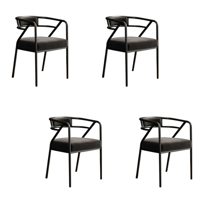 Upholstered Industrial Arm Chair Matte Finish Open Back Dining Chair (Set of 4) Black Clearhalo ' kitchen&dining_furn' 'Dining Chairs' 'Dining Tables & Seating' 'dining_chair' 'furn' 'furn_dining_chair' 'Furniture' 'furniture_dining_chair' 'Kitchen & Dining Furniture' 'kitchen' 4098115