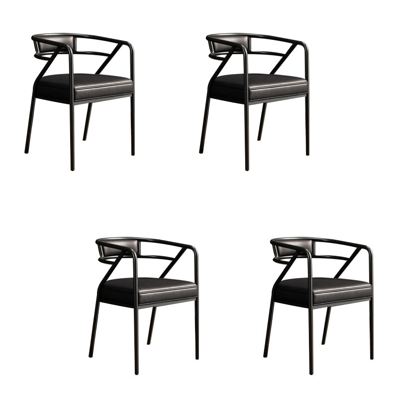 Upholstered Industrial Arm Chair Matte Finish Open Back Dining Chair (Set of 4) Matte Black Clearhalo ' kitchen&dining_furn' 'Dining Chairs' 'Dining Tables & Seating' 'dining_chair' 'furn' 'furn_dining_chair' 'Furniture' 'furniture_dining_chair' 'Kitchen & Dining Furniture' 'kitchen' 4098122