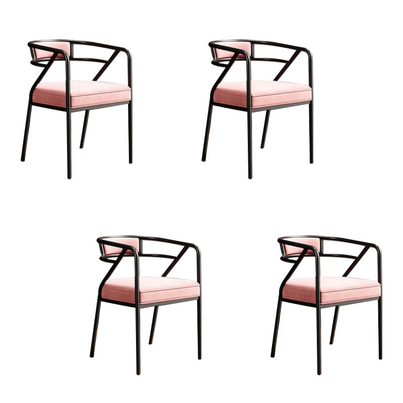 Upholstered Industrial Arm Chair Matte Finish Open Back Dining Chair (Set of 4) Pink Clearhalo ' kitchen&dining_furn' 'Dining Chairs' 'Dining Tables & Seating' 'dining_chair' 'furn' 'furn_dining_chair' 'Furniture' 'furniture_dining_chair' 'Kitchen & Dining Furniture' 'kitchen' 4098123