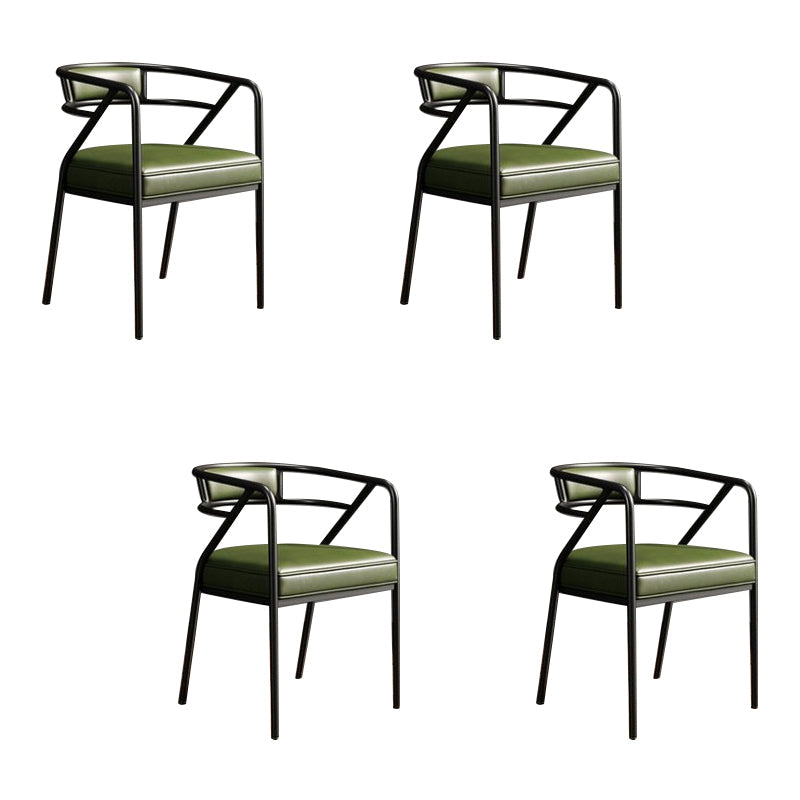 Upholstered Industrial Arm Chair Matte Finish Open Back Dining Chair (Set of 4) Green Clearhalo ' kitchen&dining_furn' 'Dining Chairs' 'Dining Tables & Seating' 'dining_chair' 'furn' 'furn_dining_chair' 'Furniture' 'furniture_dining_chair' 'Kitchen & Dining Furniture' 'kitchen' 4098130