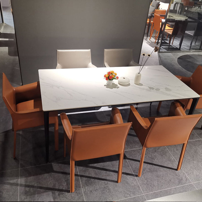 Designer Style Home Saddle Leather Arm Chair Matte Finish Solid Back Single Dining Chair Clearhalo ' kitchen&dining_furn' 'Dining Chairs' 'Dining Tables & Seating' 'dining_chair' 'furn' 'furn_dining_chair' 'Furniture' 'furniture_dining_chair' 'Kitchen & Dining Furniture' 'kitchen' 4098138