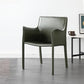 Designer Style Home Saddle Leather Arm Chair Matte Finish Solid Back Single Dining Chair Blackish Green Clearhalo ' kitchen&dining_furn' 'Dining Chairs' 'Dining Tables & Seating' 'dining_chair' 'furn' 'furn_dining_chair' 'Furniture' 'furniture_dining_chair' 'Kitchen & Dining Furniture' 'kitchen' 4098142