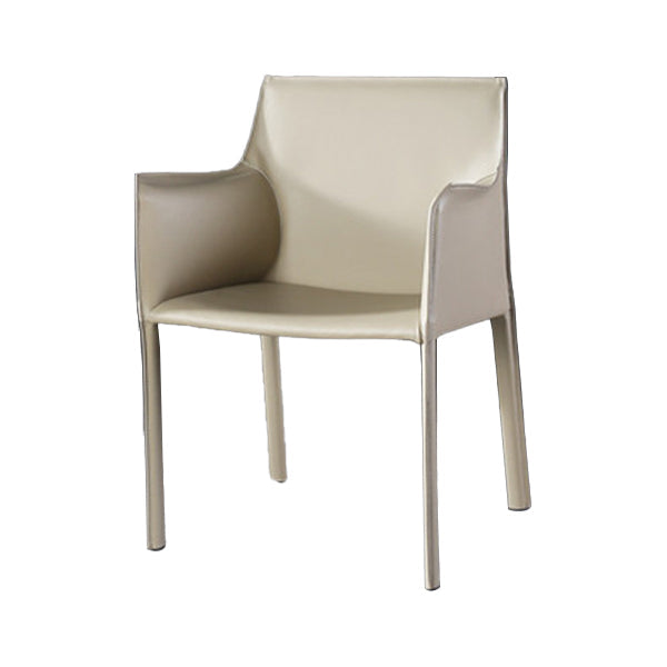 Designer Style Home Saddle Leather Arm Chair Matte Finish Solid Back Single Dining Chair Clearhalo ' kitchen&dining_furn' 'Dining Chairs' 'Dining Tables & Seating' 'dining_chair' 'furn' 'furn_dining_chair' 'Furniture' 'furniture_dining_chair' 'Kitchen & Dining Furniture' 'kitchen' 4098143