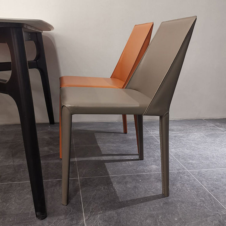 Designer Style Home Saddle Leather Arm Chair Matte Finish Solid Back Single Dining Chair Clearhalo ' kitchen&dining_furn' 'Dining Chairs' 'Dining Tables & Seating' 'dining_chair' 'furn' 'furn_dining_chair' 'Furniture' 'furniture_dining_chair' 'Kitchen & Dining Furniture' 'kitchen' 4098151