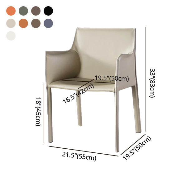 Designer Style Home Saddle Leather Arm Chair Matte Finish Solid Back Single Dining Chair Clearhalo ' kitchen&dining_furn' 'Dining Chairs' 'Dining Tables & Seating' 'dining_chair' 'furn' 'furn_dining_chair' 'Furniture' 'furniture_dining_chair' 'Kitchen & Dining Furniture' 'kitchen' 4098152