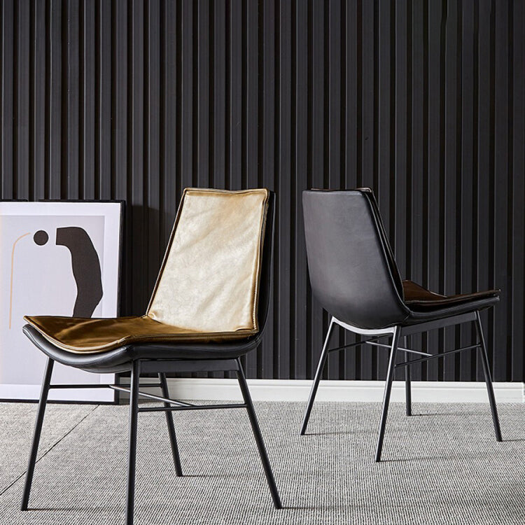 Industrial Style Leather Dining Chairs Solid Back Armless Side Chairs for Kitchen Clearhalo ' kitchen&dining_furn' 'Dining Chairs' 'Dining Tables & Seating' 'dining_chair' 'furn' 'furn_dining_chair' 'Furniture' 'furniture_dining_chair' 'Kitchen & Dining Furniture' 'kitchen' 4098153