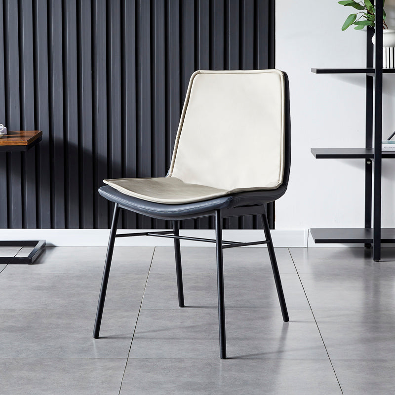 Industrial Style Leather Dining Chairs Solid Back Armless Side Chairs for Kitchen Grey 1 Piece Clearhalo ' kitchen&dining_furn' 'Dining Chairs' 'Dining Tables & Seating' 'dining_chair' 'furn' 'furn_dining_chair' 'Furniture' 'furniture_dining_chair' 'Kitchen & Dining Furniture' 'kitchen' 4098159