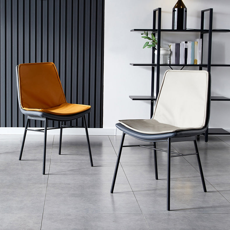 Industrial Style Leather Dining Chairs Solid Back Armless Side Chairs for Kitchen Clearhalo ' kitchen&dining_furn' 'Dining Chairs' 'Dining Tables & Seating' 'dining_chair' 'furn' 'furn_dining_chair' 'Furniture' 'furniture_dining_chair' 'Kitchen & Dining Furniture' 'kitchen' 4098160