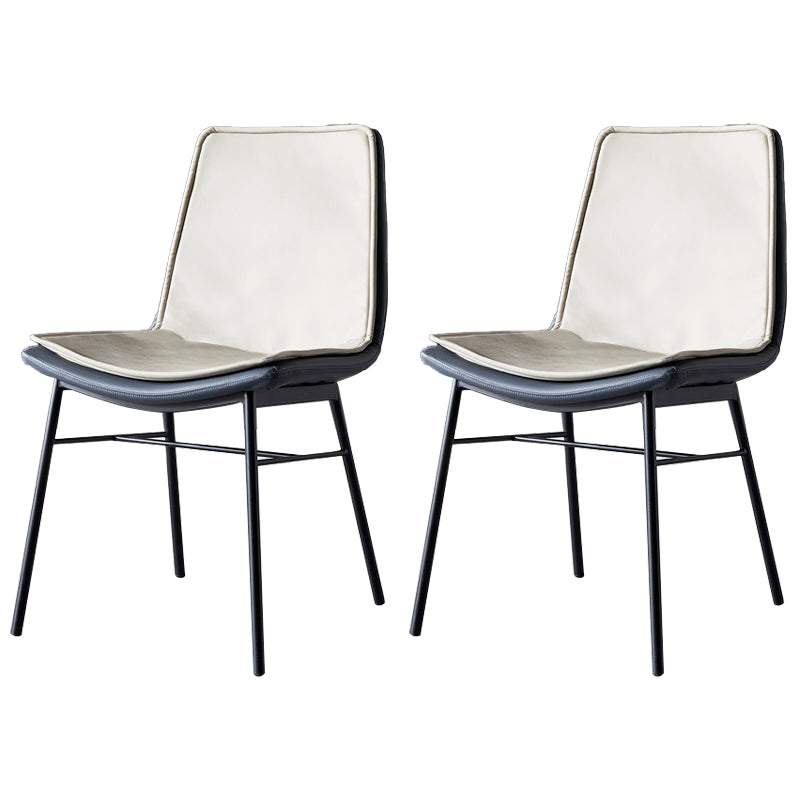 Industrial Style Leather Dining Chairs Solid Back Armless Side Chairs for Kitchen Grey 2 Piece Set Clearhalo ' kitchen&dining_furn' 'Dining Chairs' 'Dining Tables & Seating' 'dining_chair' 'furn' 'furn_dining_chair' 'Furniture' 'furniture_dining_chair' 'Kitchen & Dining Furniture' 'kitchen' 4098161