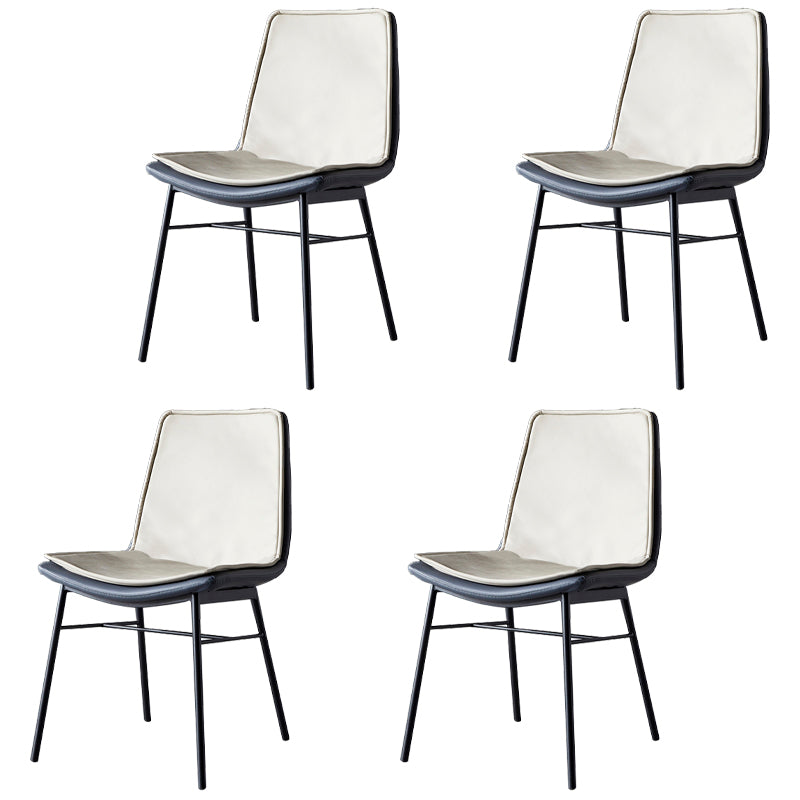 Industrial Style Leather Dining Chairs Solid Back Armless Side Chairs for Kitchen Grey 4 Piece Set Clearhalo ' kitchen&dining_furn' 'Dining Chairs' 'Dining Tables & Seating' 'dining_chair' 'furn' 'furn_dining_chair' 'Furniture' 'furniture_dining_chair' 'Kitchen & Dining Furniture' 'kitchen' 4098163