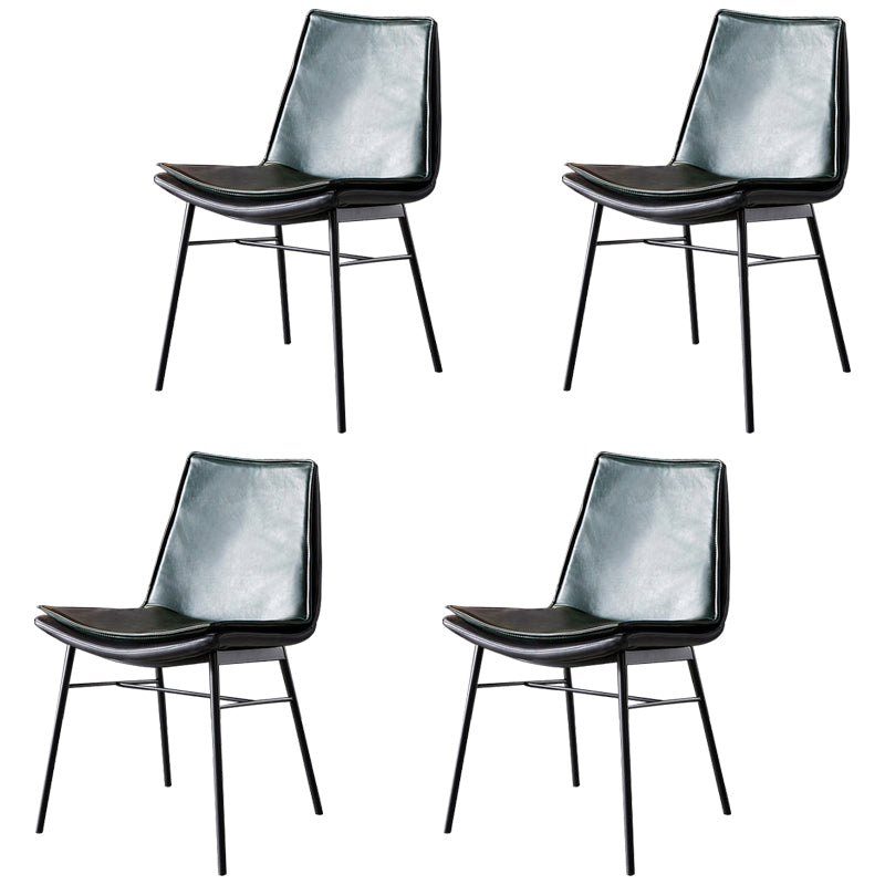 Industrial Style Leather Dining Chairs Solid Back Armless Side Chairs for Kitchen Green 4 Piece Set Clearhalo ' kitchen&dining_furn' 'Dining Chairs' 'Dining Tables & Seating' 'dining_chair' 'furn' 'furn_dining_chair' 'Furniture' 'furniture_dining_chair' 'Kitchen & Dining Furniture' 'kitchen' 4098170