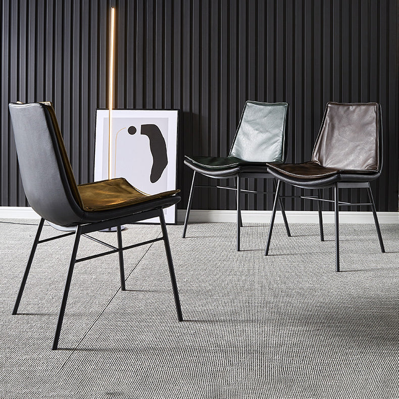 Industrial Style Leather Dining Chairs Solid Back Armless Side Chairs for Kitchen Clearhalo ' kitchen&dining_furn' 'Dining Chairs' 'Dining Tables & Seating' 'dining_chair' 'furn' 'furn_dining_chair' 'Furniture' 'furniture_dining_chair' 'Kitchen & Dining Furniture' 'kitchen' 4098171