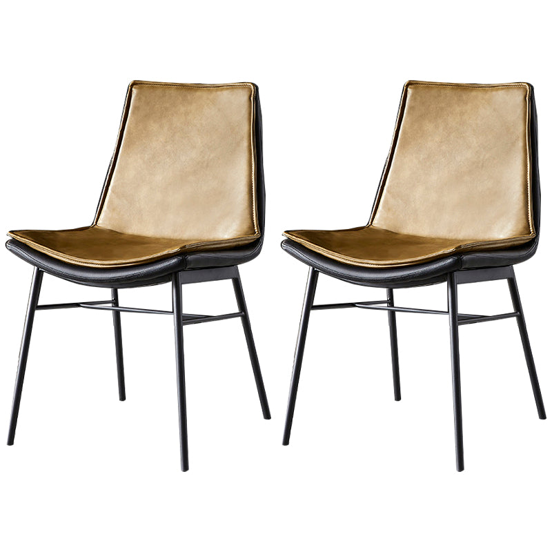 Industrial Style Leather Dining Chairs Solid Back Armless Side Chairs for Kitchen Beige 2 Piece Set Clearhalo ' kitchen&dining_furn' 'Dining Chairs' 'Dining Tables & Seating' 'dining_chair' 'furn' 'furn_dining_chair' 'Furniture' 'furniture_dining_chair' 'Kitchen & Dining Furniture' 'kitchen' 4098173