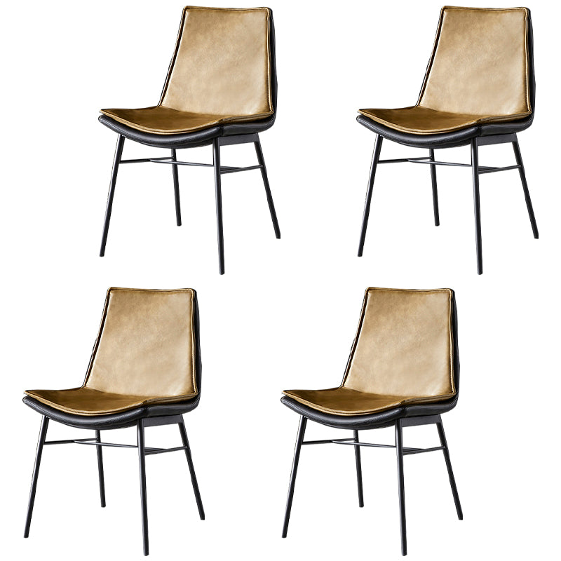 Industrial Style Leather Dining Chairs Solid Back Armless Side Chairs for Kitchen Beige 4 Piece Set Clearhalo ' kitchen&dining_furn' 'Dining Chairs' 'Dining Tables & Seating' 'dining_chair' 'furn' 'furn_dining_chair' 'Furniture' 'furniture_dining_chair' 'Kitchen & Dining Furniture' 'kitchen' 4098174