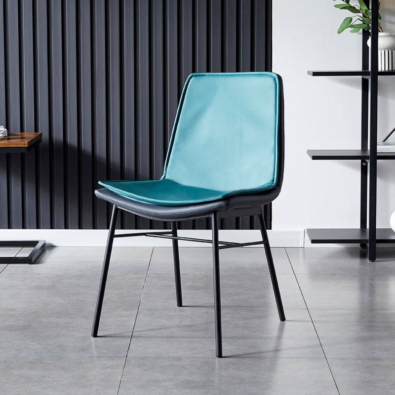 Industrial Style Leather Dining Chairs Solid Back Armless Side Chairs for Kitchen Dark Army Green 1 Piece Clearhalo ' kitchen&dining_furn' 'Dining Chairs' 'Dining Tables & Seating' 'dining_chair' 'furn' 'furn_dining_chair' 'Furniture' 'furniture_dining_chair' 'Kitchen & Dining Furniture' 'kitchen' 4098175