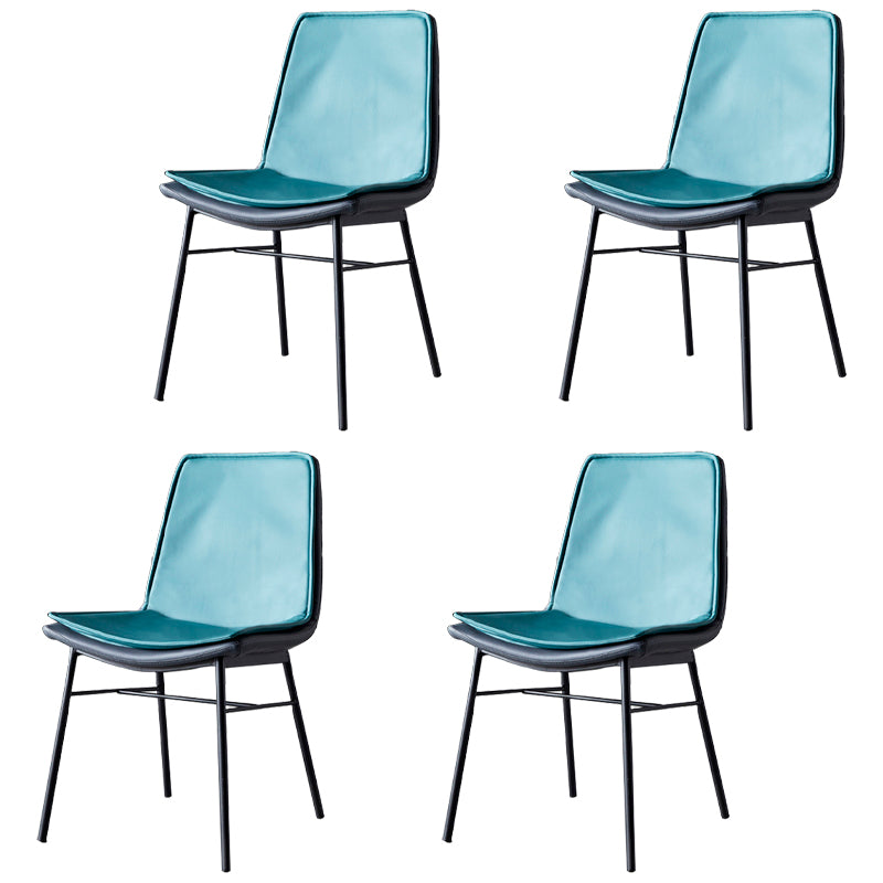 Industrial Style Leather Dining Chairs Solid Back Armless Side Chairs for Kitchen Dark Army Green 4 Piece Set Clearhalo ' kitchen&dining_furn' 'Dining Chairs' 'Dining Tables & Seating' 'dining_chair' 'furn' 'furn_dining_chair' 'Furniture' 'furniture_dining_chair' 'Kitchen & Dining Furniture' 'kitchen' 4098177