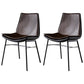 Industrial Style Leather Dining Chairs Solid Back Armless Side Chairs for Kitchen Brown 2 Piece Set Clearhalo ' kitchen&dining_furn' 'Dining Chairs' 'Dining Tables & Seating' 'dining_chair' 'furn' 'furn_dining_chair' 'Furniture' 'furniture_dining_chair' 'Kitchen & Dining Furniture' 'kitchen' 4098179