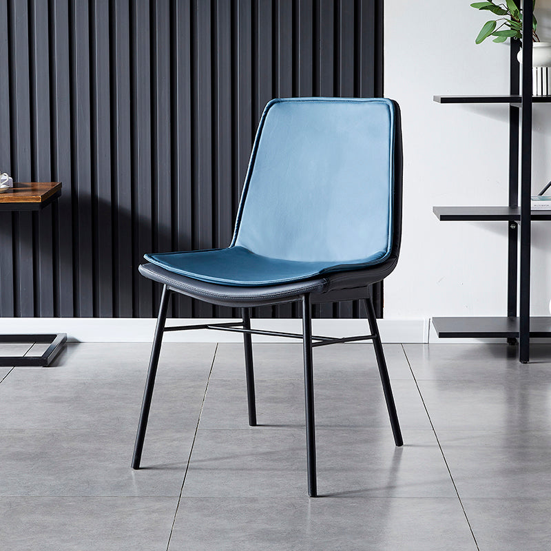 Industrial Style Leather Dining Chairs Solid Back Armless Side Chairs for Kitchen Blue 1 Piece Clearhalo ' kitchen&dining_furn' 'Dining Chairs' 'Dining Tables & Seating' 'dining_chair' 'furn' 'furn_dining_chair' 'Furniture' 'furniture_dining_chair' 'Kitchen & Dining Furniture' 'kitchen' 4098181