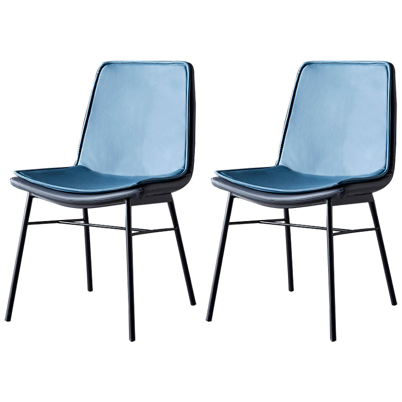 Industrial Style Leather Dining Chairs Solid Back Armless Side Chairs for Kitchen Blue 2 Piece Set Clearhalo ' kitchen&dining_furn' 'Dining Chairs' 'Dining Tables & Seating' 'dining_chair' 'furn' 'furn_dining_chair' 'Furniture' 'furniture_dining_chair' 'Kitchen & Dining Furniture' 'kitchen' 4098182